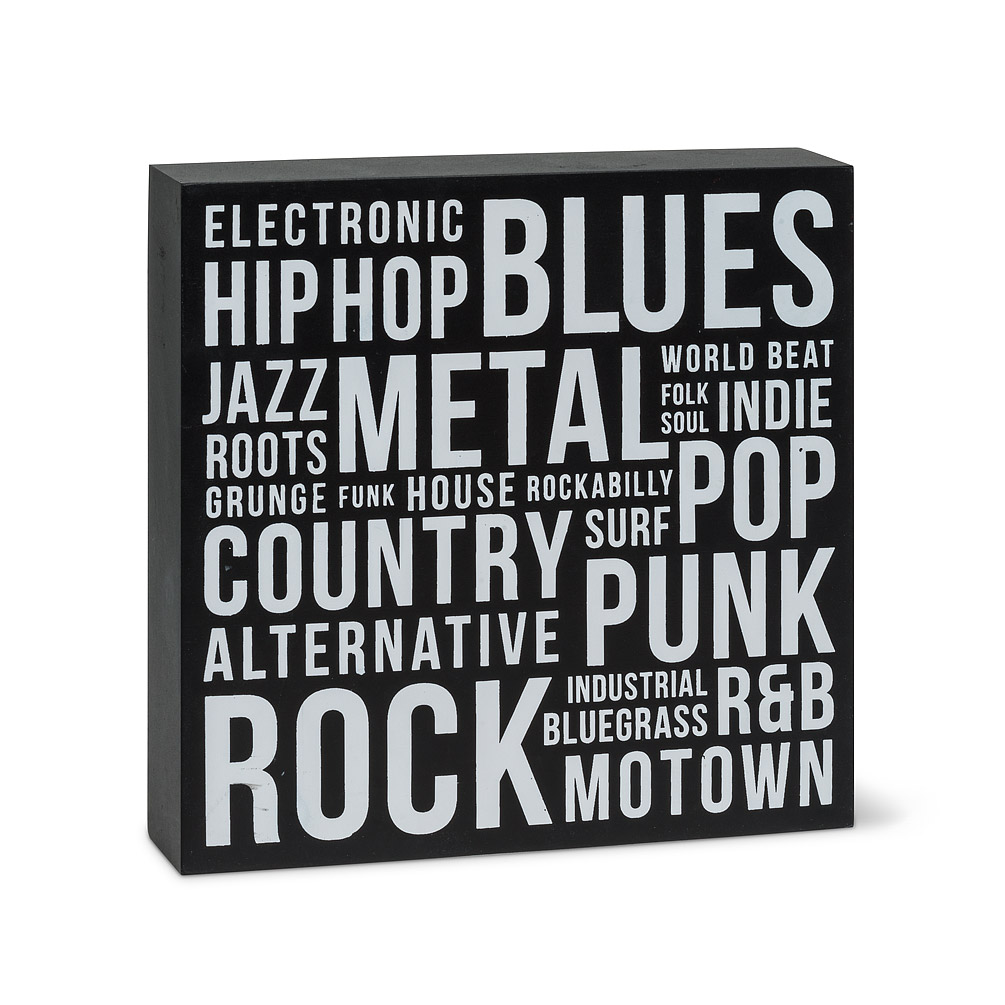Picture of Abbott Collection AB-1327-MUSIC-BLOCK 7.5 sq. in. Music Genres Block, Black