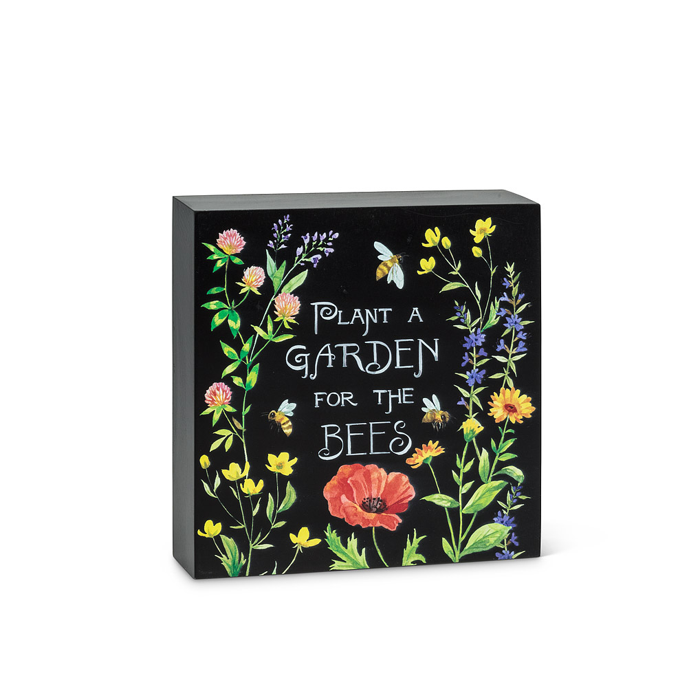 Picture of Abbott Collection AB-27-JUSTSAYIN-JM-07 6 sq. in. Garden for Bees Block&#44; Black