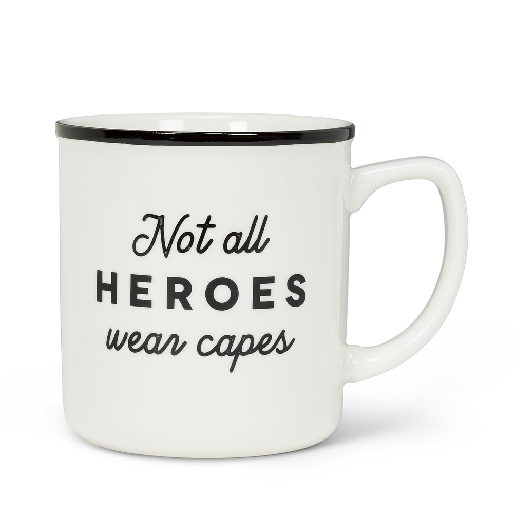 Picture of Abbott Collection AB-27-2020-510 4 in. Not All Heroes Text Mug&#44; White & Black