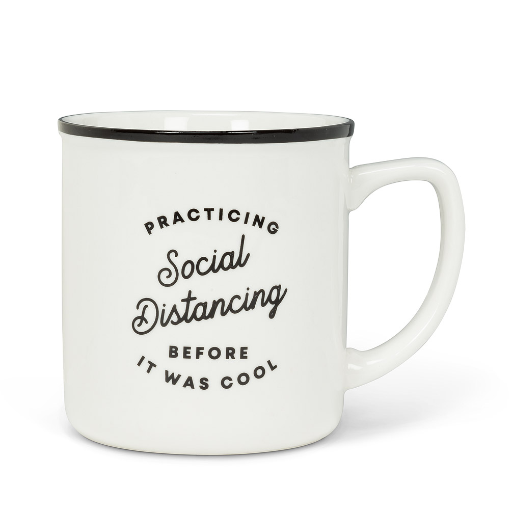 Picture of Abbott Collection AB-27-2020-511 4 in. Practicing Social Distancing Text Mug&#44; White & Black