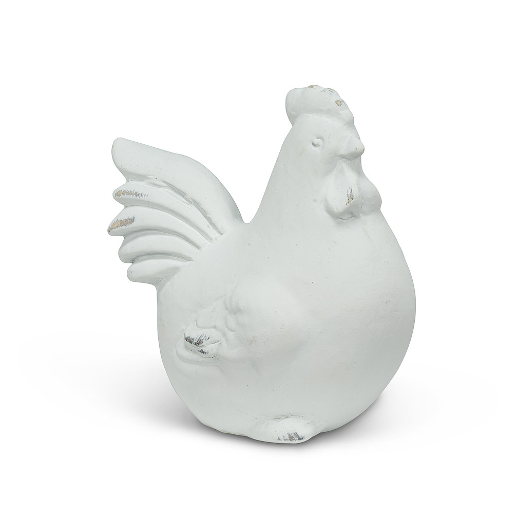 Picture of Abbott Collection AB-27-WIGHT-263-SM 5 in. Cement Sitting Rooster Statue&#44; White - Small