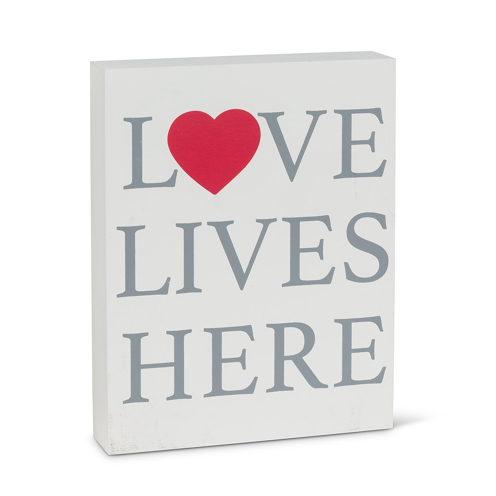 Picture of Abbott Collection AB-27-JUSTSAYIN-022 9 in. Love Lives Here Block&#44; White