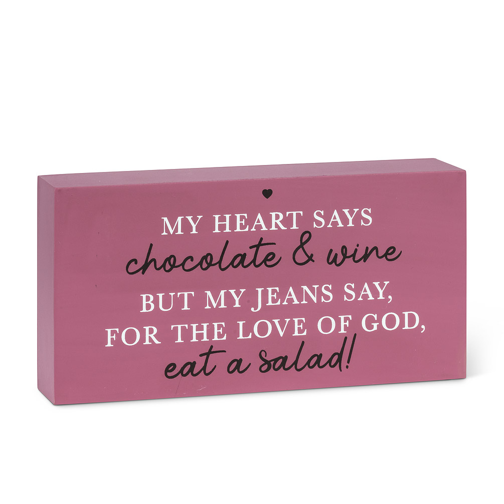 Picture of Abbott Collection AB-27-JUSTSAYIN-024 4 in. Heart SaysEat a Salad Block&#44; Purple