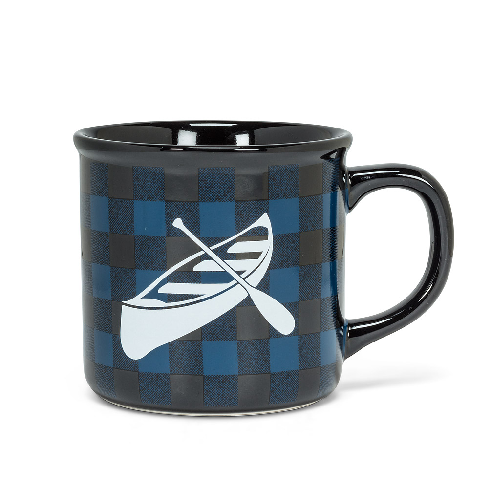 Picture of Abbott Collection AB-27-CHECK-CANOE 4 in. Canoe Check Mug&#44; Black & Blue