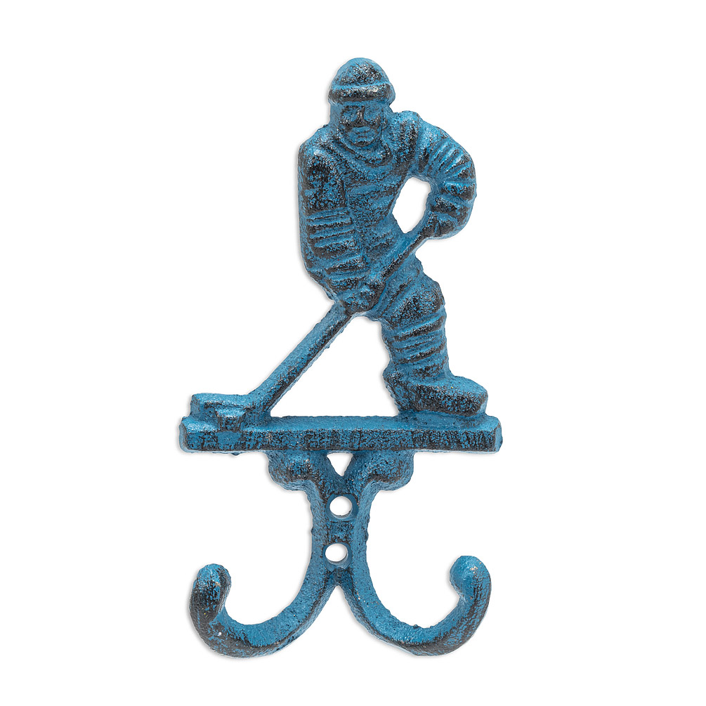 Picture of Abbott Collection AB-27-FOUNDRY-1552-BLU 6.5 in. Hockey Player Wall Hook&#44; Antique Blue