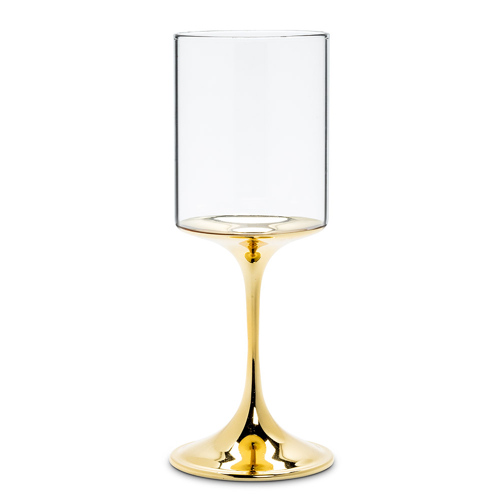 Picture of Abbott Collection AB-27-ALTO-GOB-GOLD 9.5 in. Wine Glass with Metallic Stem&#44; Clear & Gold