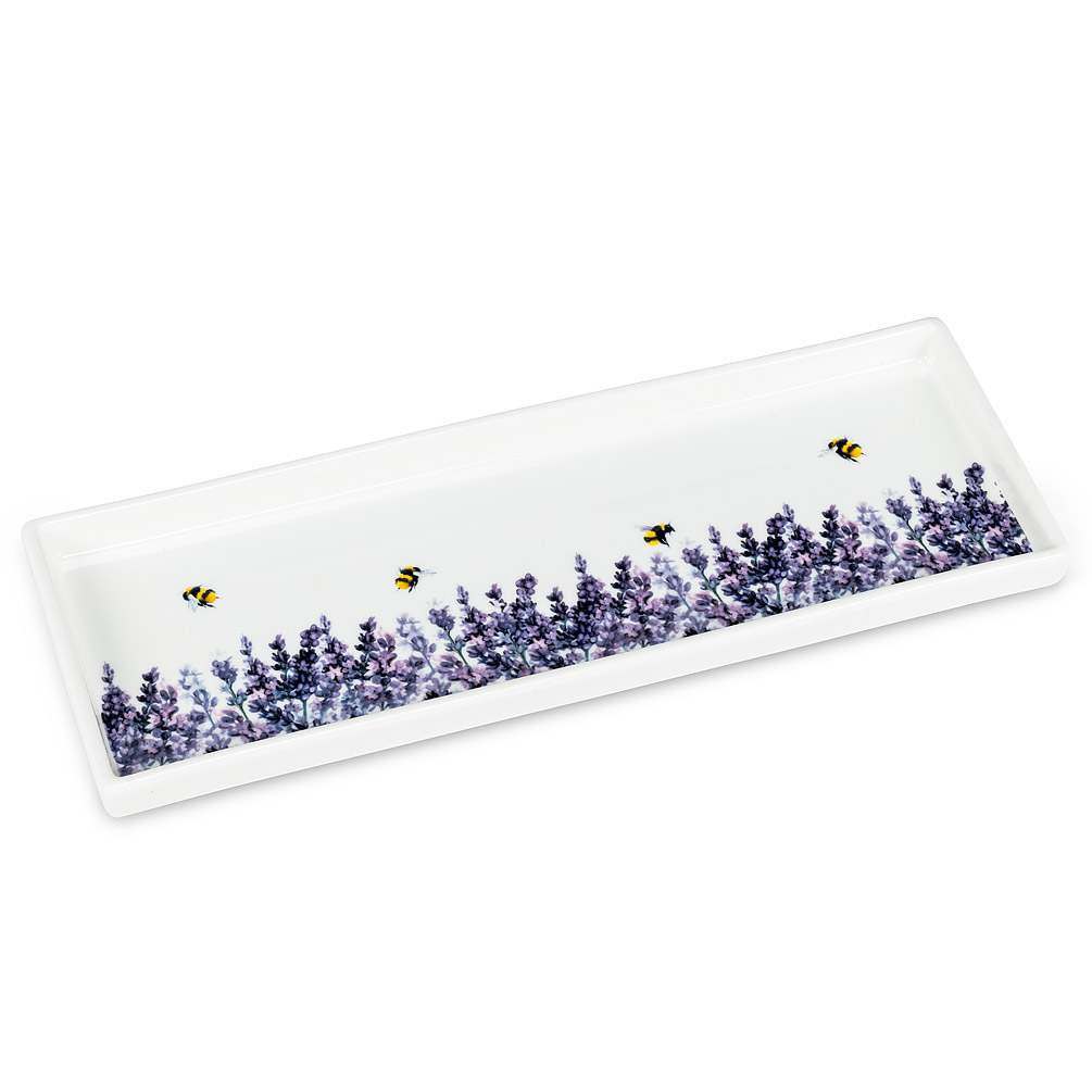 Picture of Abbott Collection AB-27-PROVENCE-PLTR 4.5 x 12 in. Stoneware Lavender Platter&#44; White & Purple