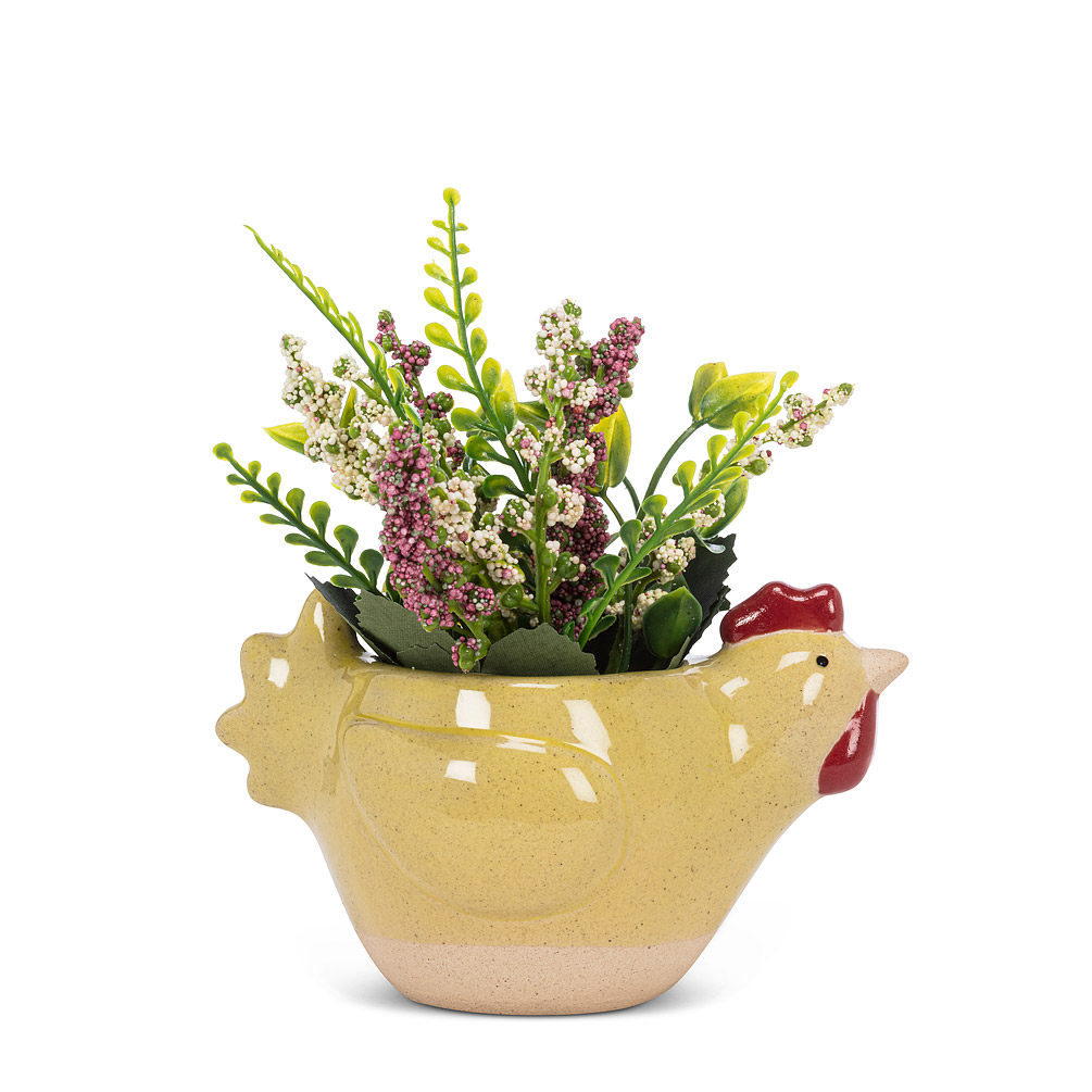 5 in. Ceramic Chicken Planter, Yellow - Small
