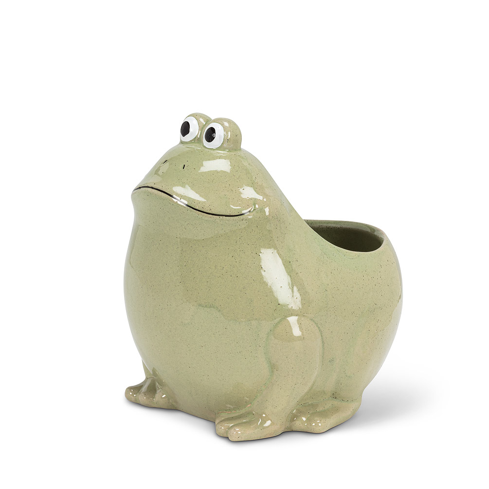 6.5 in. Sitting Frog Planter, Green - Large