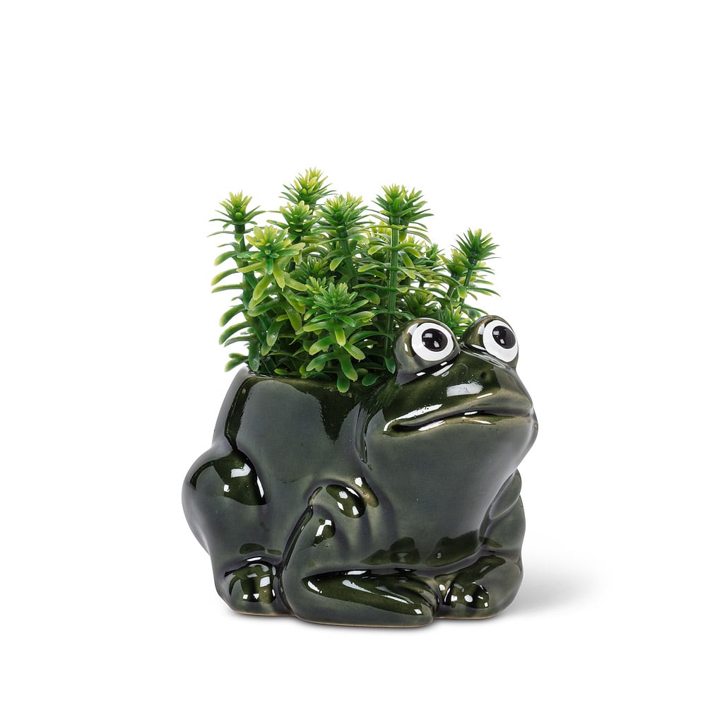 4.5 in. Crouched Frog Planter, Dark Green - Small