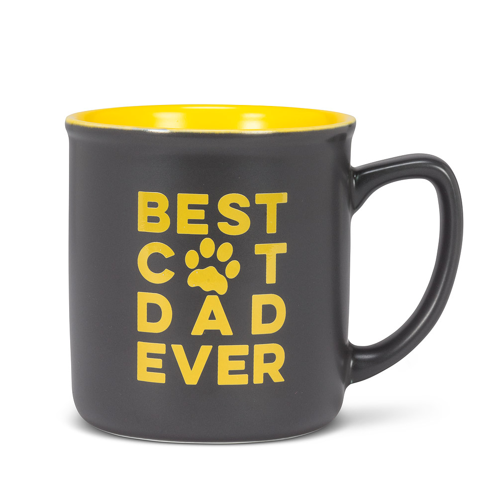 Picture of Abbott Collection AB-27-2TONE-106 4 in. Best Cat Dad Mug&#44; Grey & Yellow