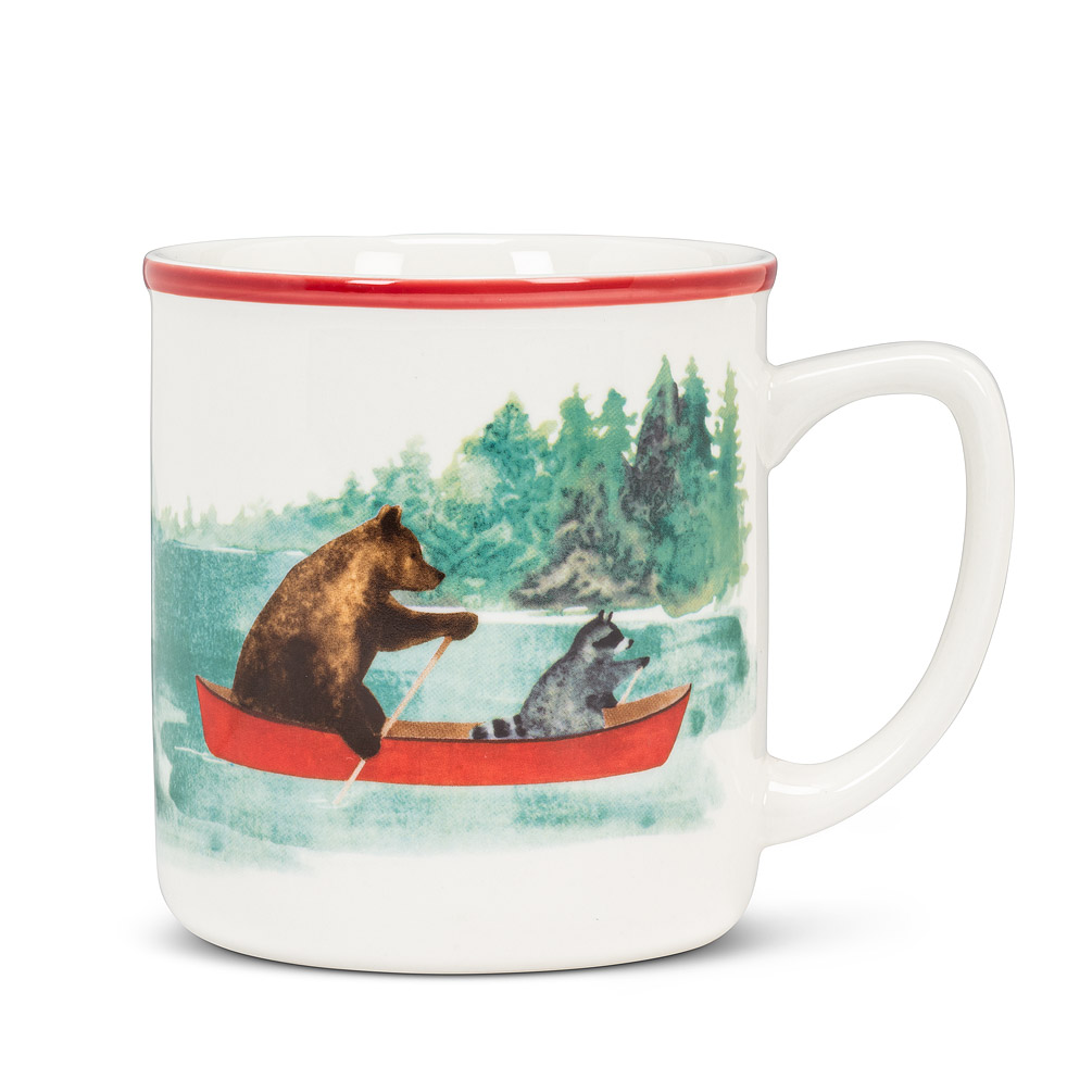 Picture of Abbott Collection AB-27-BEARLAKE-MUG 4 in. Animals in Canoe Mug&#44; Ivory & Multi Color