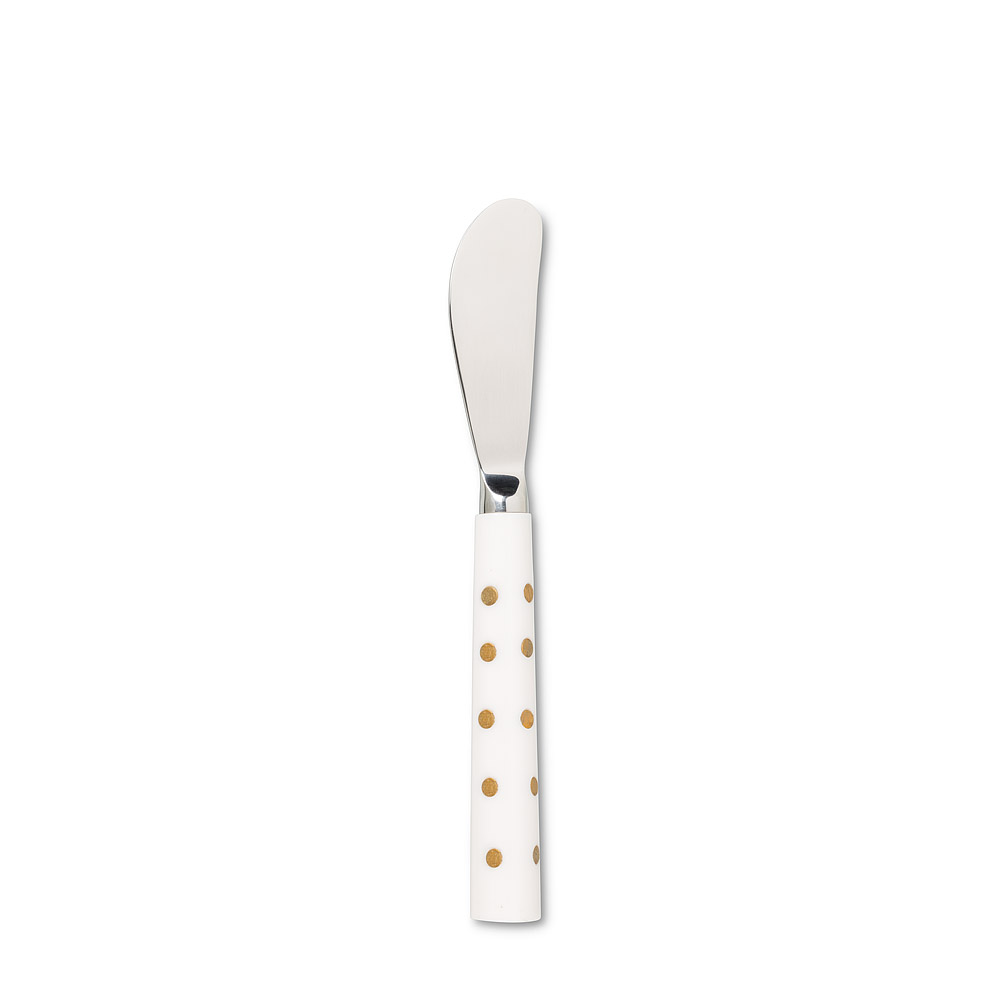 Picture of Abbott Collection AB-36-DOROTHY-PATE 7 in. Pate Spreader with Gold Dot&#44; White & Gold