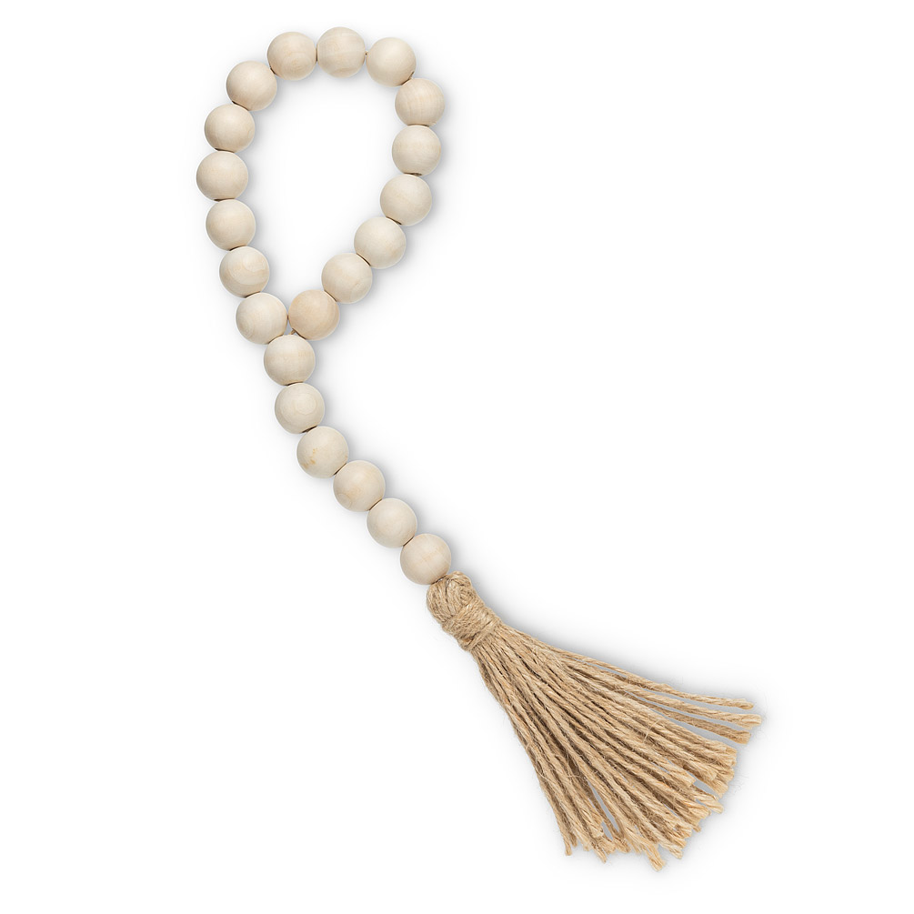 Picture of Abbott Collection AB-20-BALI-003 13 in. Loop Blessing Bead with Tassel&#44; Natural