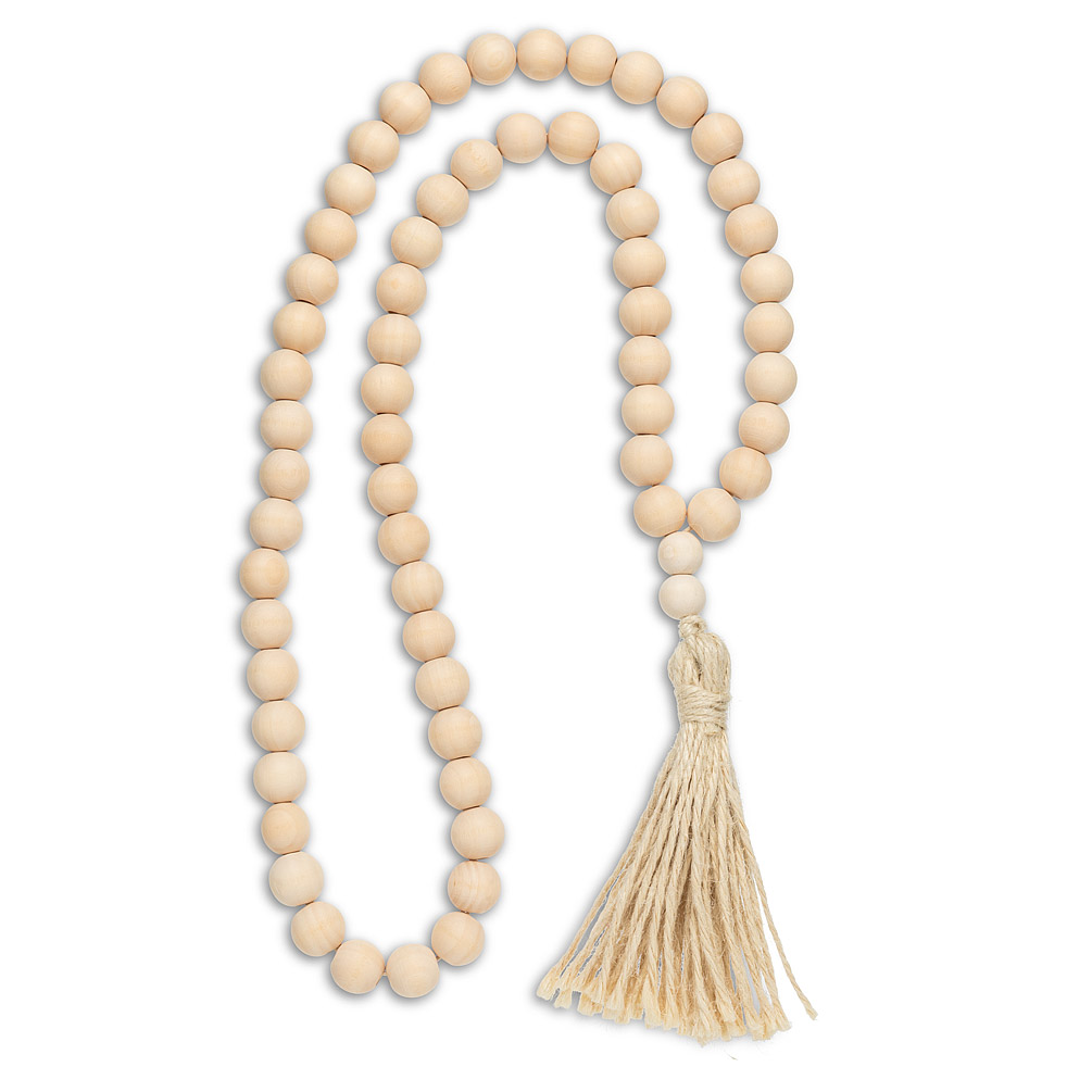 Picture of Abbott Collection AB-20-BALI-005 23 in. Blessing Bead Necklace with Tassel&#44; Natural