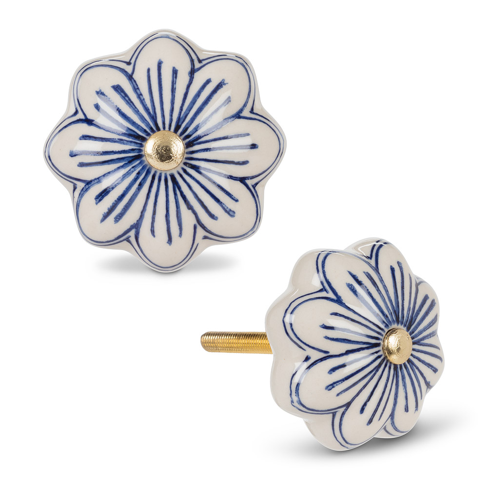 Picture of Abbott Collection AB-27-HOME-53 1.75 in. Flower Petal Knob&#44; White & Navy