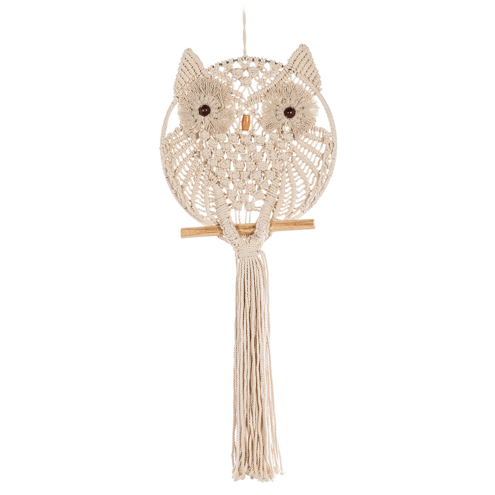 Picture of Abbott Collection AB-58-MACRAME-084 26 in. Owl Macrame Wall Hanging, Natural