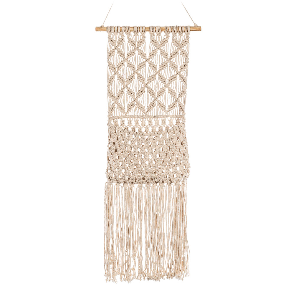 Picture of Abbott Collection AB-58-MACRAME-085 11 x 32 in. Long Macrame Wall Pocket Hanging&#44; Natural