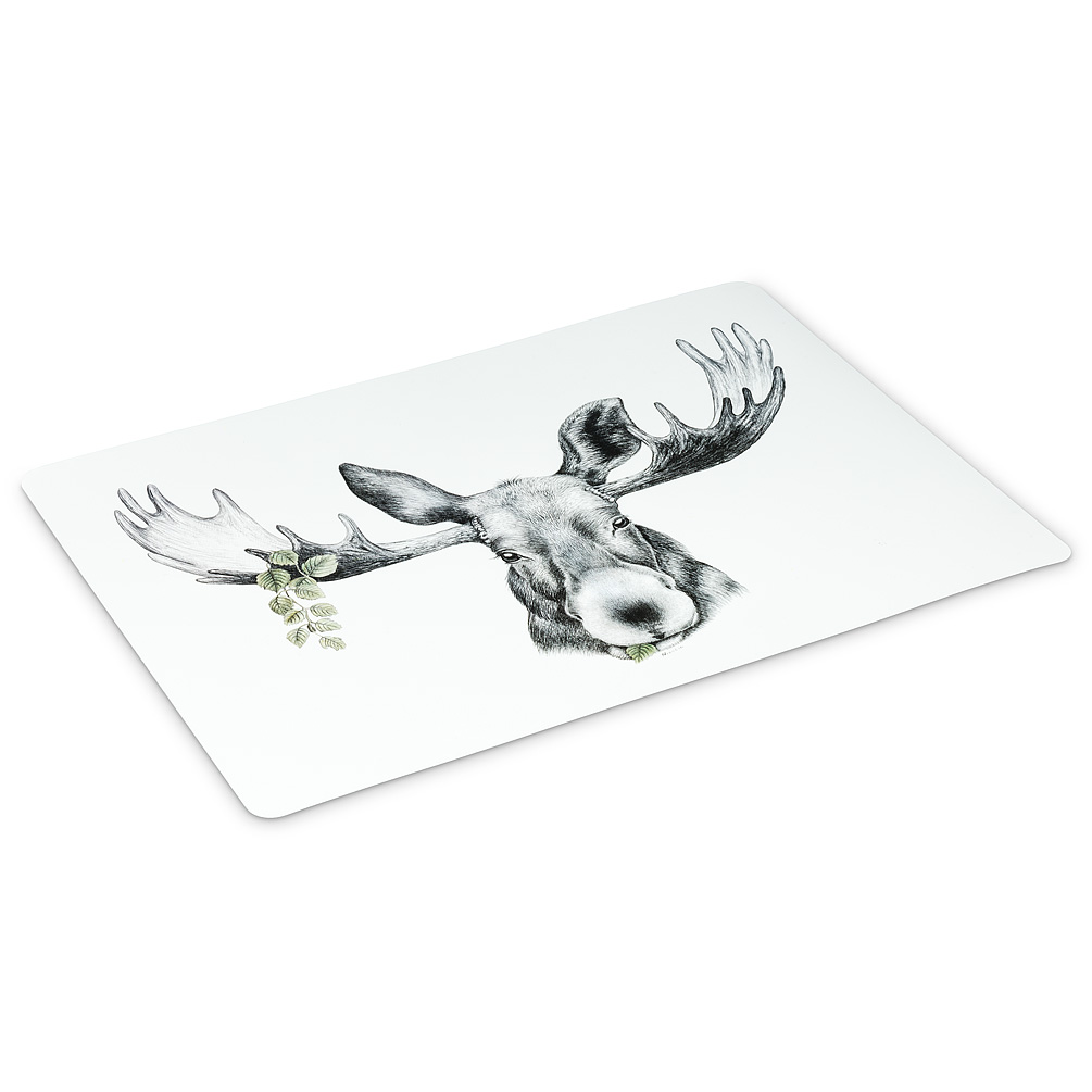Picture of Abbott Collection AB-27-TABLEMAT-CN-04 13 x 18 in. Forest Prince Moose Placemat&#44; White & Black