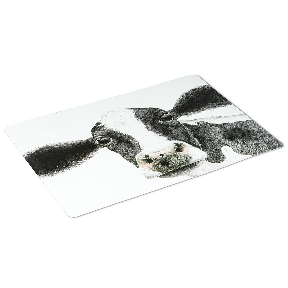 Picture of Abbott Collection AB-27-TABLEMAT-CN-05 13 x 18 in. Rosa Cow Placemat&#44; White & Black