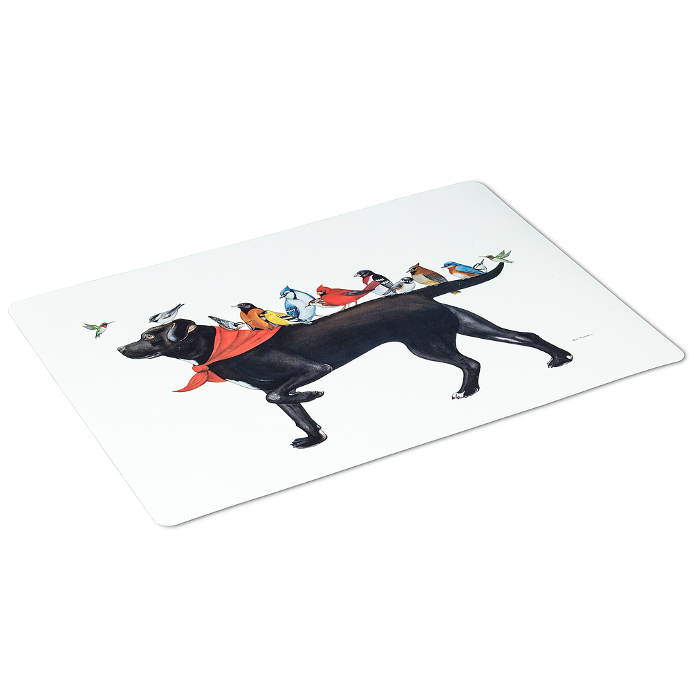 Picture of Abbott Collection AB-27-TABLEMAT-WR-03 13 x 18 in. Dog & Birds Placemat&#44; White & Black