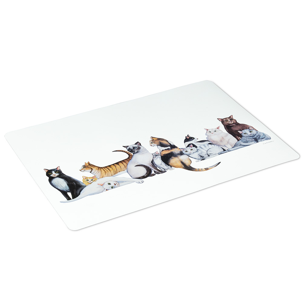Picture of Abbott Collection AB-27-TABLEMAT-WR-04 13 x 18 in. Cat Row Placemat&#44; White & Black