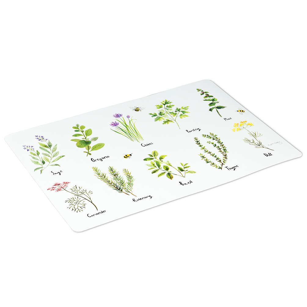 Picture of Abbott Collection AB-27-TABLEMAT-JM-03 13 x 18 in. Multi Herbs Placemat&#44; White & Green