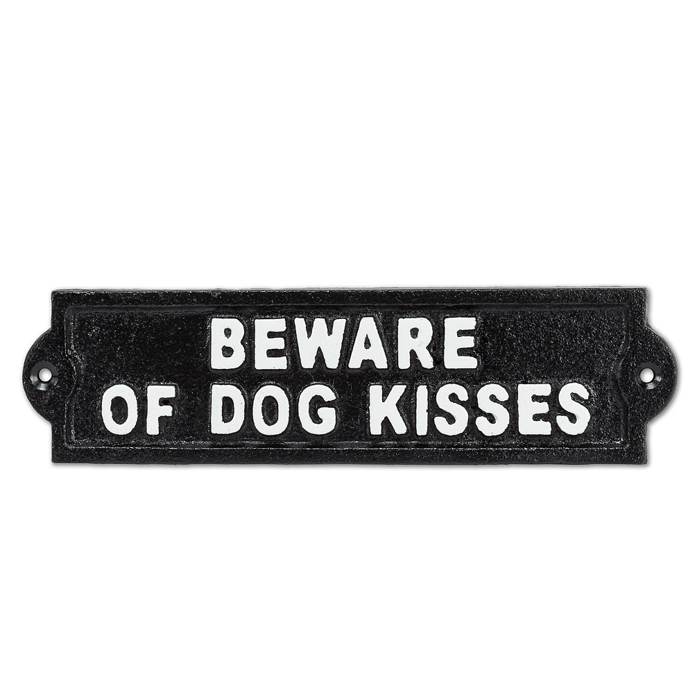 Picture of Abbott Collection AB-27-IRONAGE-474 9 in. Beware of Dog Kisses Sign&#44; Black