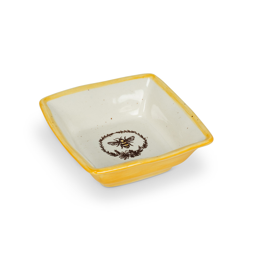 Picture of Abbott Collection AB-27-CRESTWOOD-DISH 4 sq. in. Bee in Wreath Dish&#44; Ivory - Small