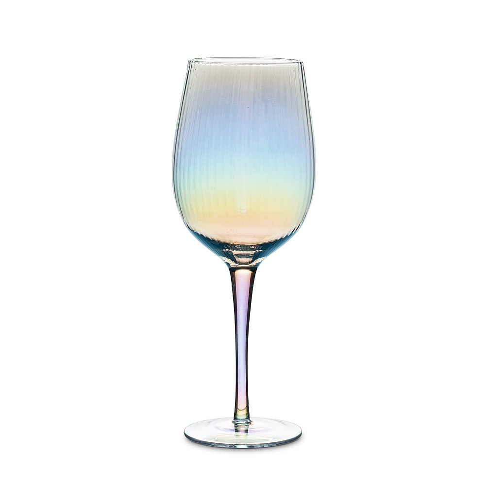 Picture of Abbott Collection AB-27-IRIS-WHT 9 in. Optic White Wine Glass&#44; Lustre - Small