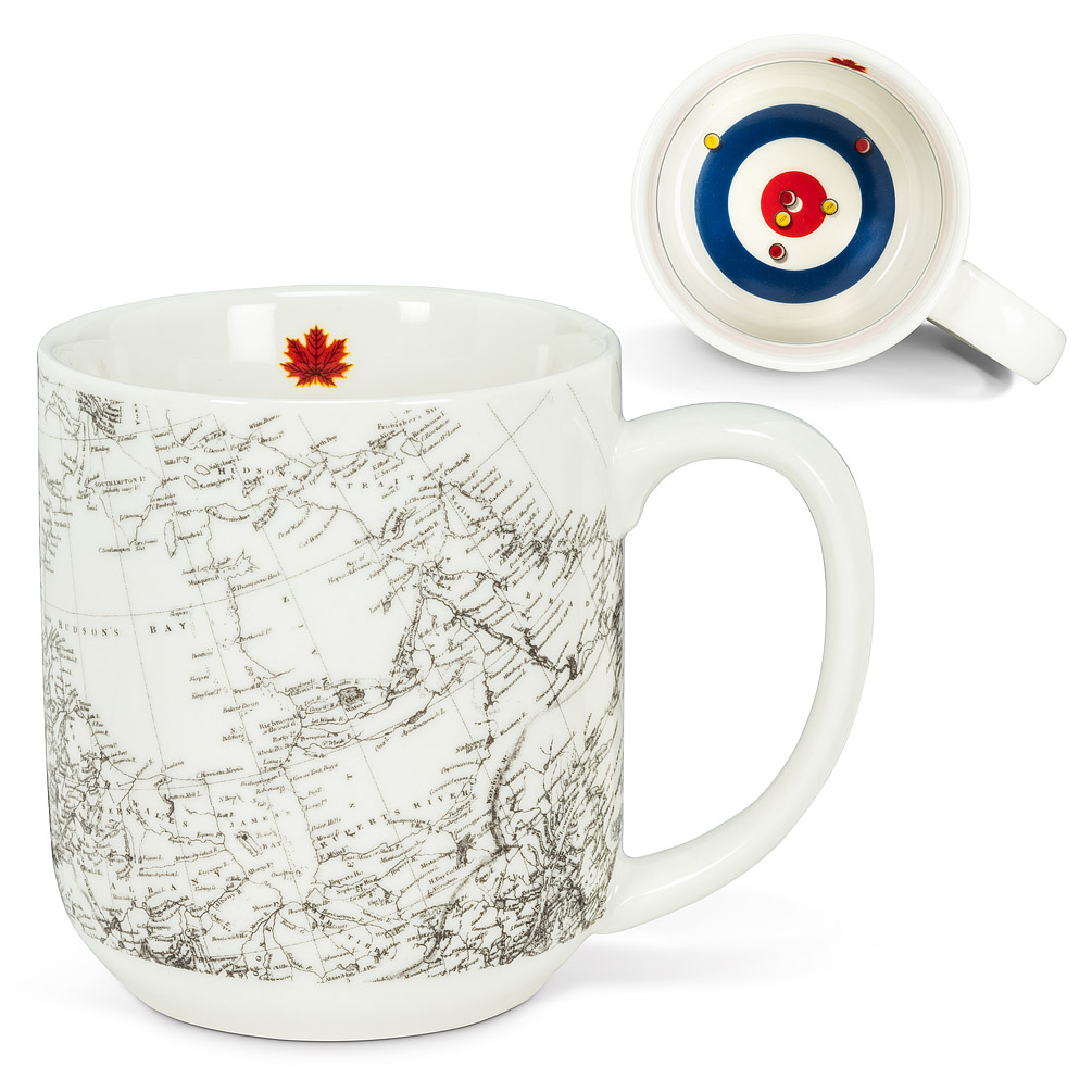 Picture of Abbott Collection AB-1327-CURLING-MUG-01 4 in. Canada Map & Curling House Mug&#44; White & Charcoal