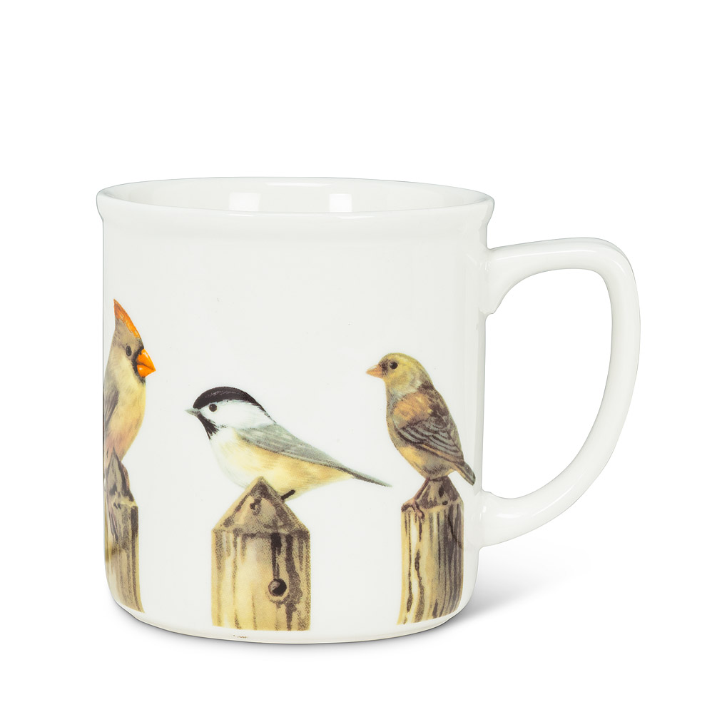 Picture of Abbott Collection AB-27-MUG-JMX-04 4 in. Birds on Fence Post Mug&#44; White & Red