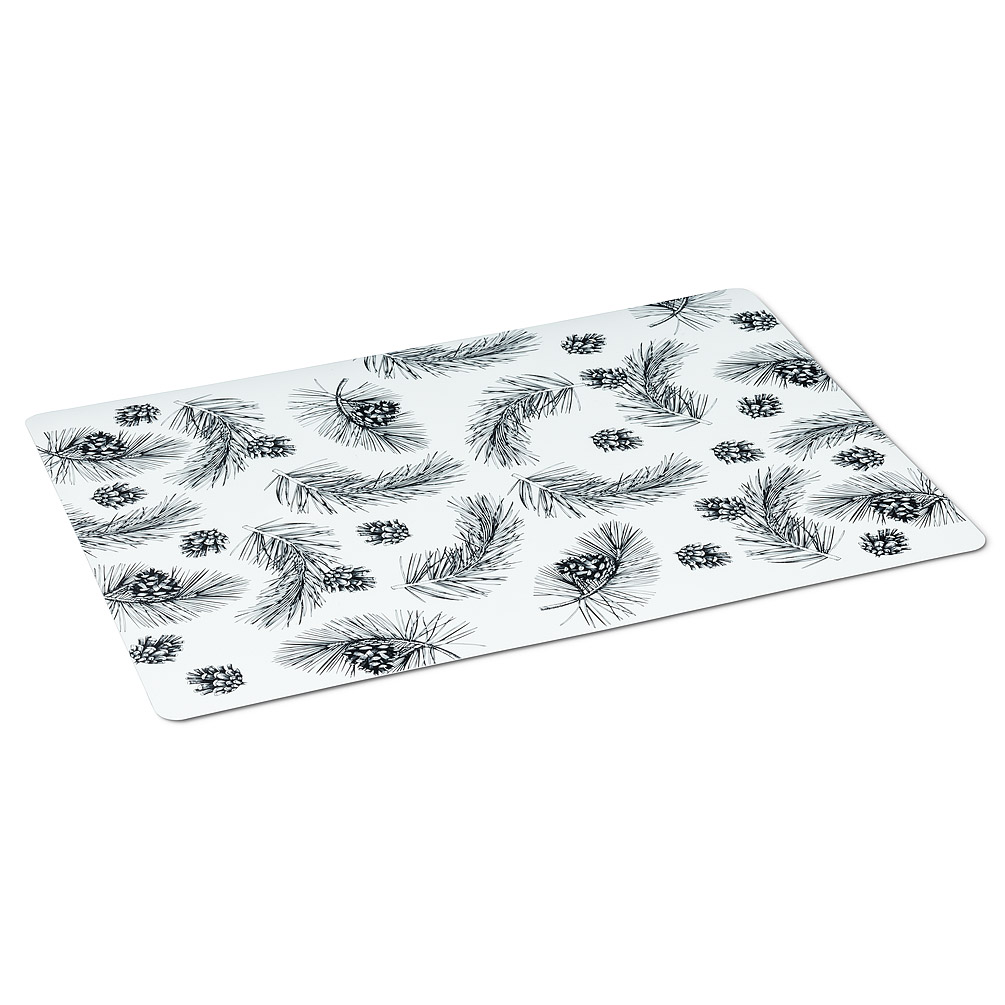 Picture of Abbott Collection AB-27-TABLEMAT-PINE 13 x 18 in. Pinecone & Branch Placemat&#44; White & Black