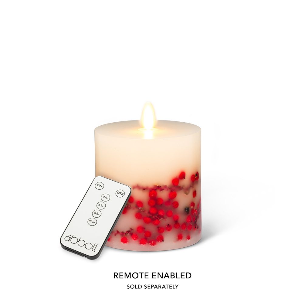 Picture of Abbott Collection AB-24-3473 4.5 in. Reallite Berry Candle&#44; Ivory & Red - Small