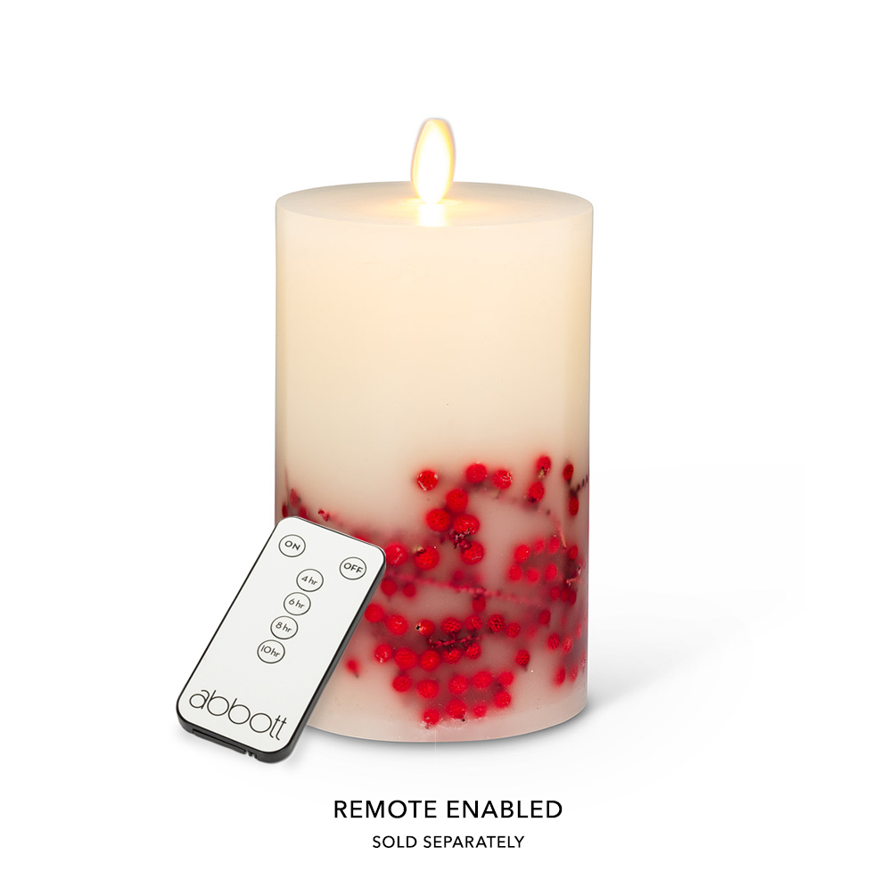 Picture of Abbott Collection AB-24-3474 6 in. Reallite Berry Candle&#44; Ivory & Red - Medium