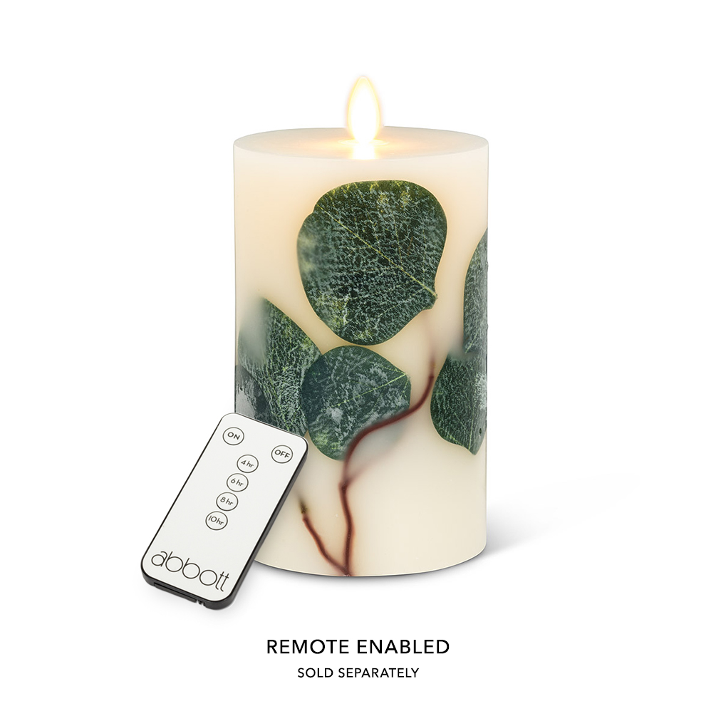 Picture of Abbott Collection AB-24-3477 6 in. Reallite Eucalyptus Candle&#44; Ivory & Green - Medium