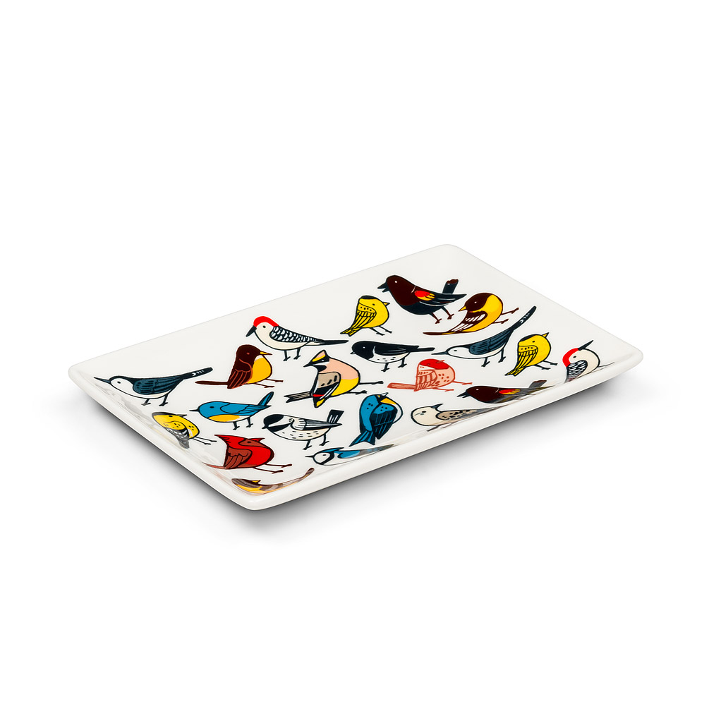 Picture of Abbott Collection AB-27-BIRDWATCH-RECT 4 x 6 in. Allover Birds Plate&#44; Multi