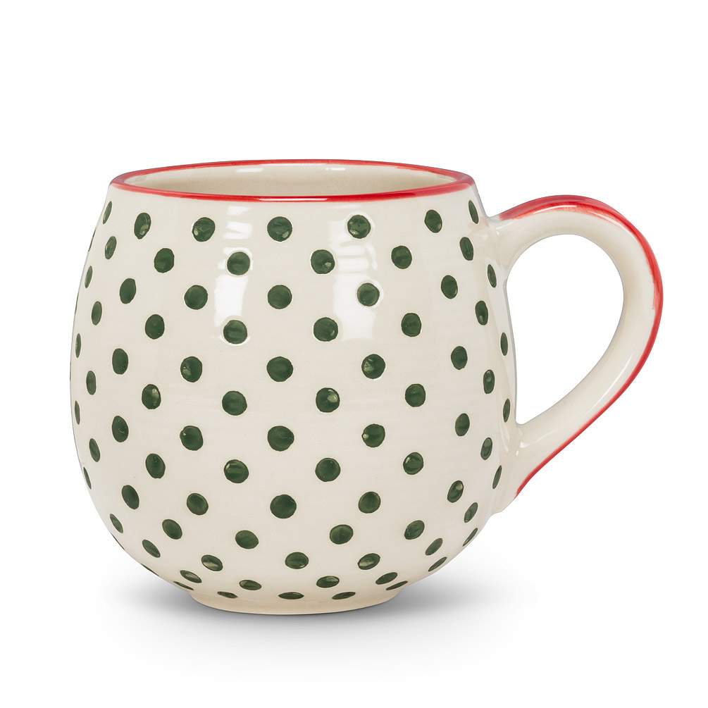Picture of Abbott Collection AB-27-BALLON-01-GRN 3.5 in. Dotted Ball Mug&#44; Green & Ivory
