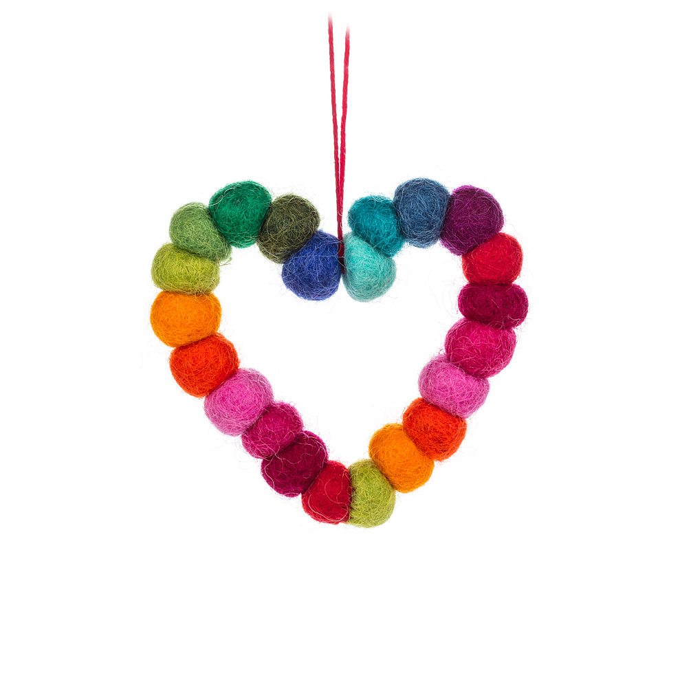 Picture of Abbott Collection AB-28-NEPAL-551 3 in. Pompom Heart Ornament&#44; Multi