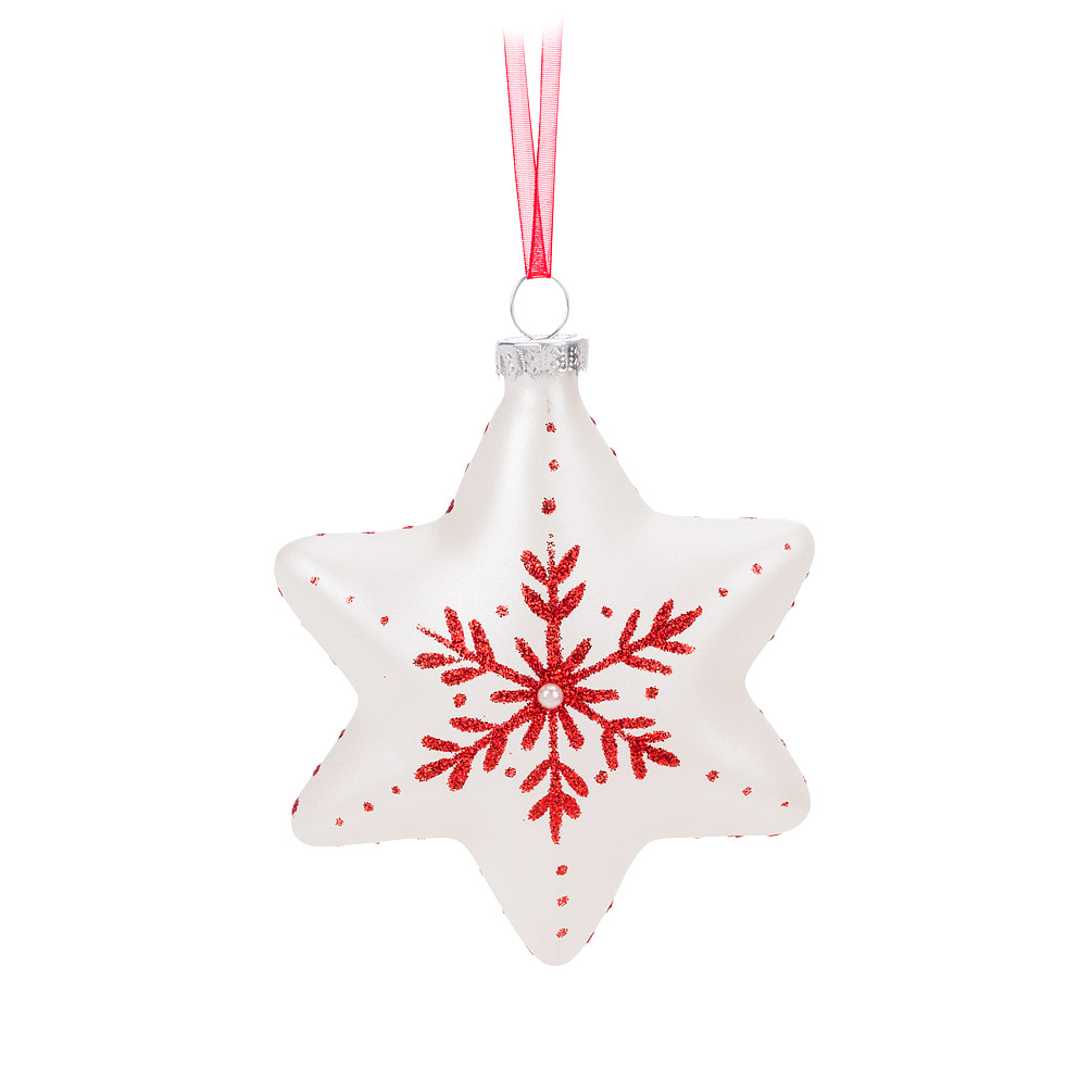 Picture of Abbott Collection AB-27-FLAKE-3254 3.5 in. Patterned Snowflake Ornament&#44; White & Red