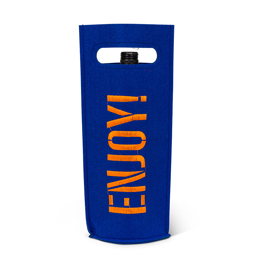 Picture of Abbott Collection AB-27-STENCIL-ENJOY 14 in. Enjoy Wine Bag&#44; Royal & Orange