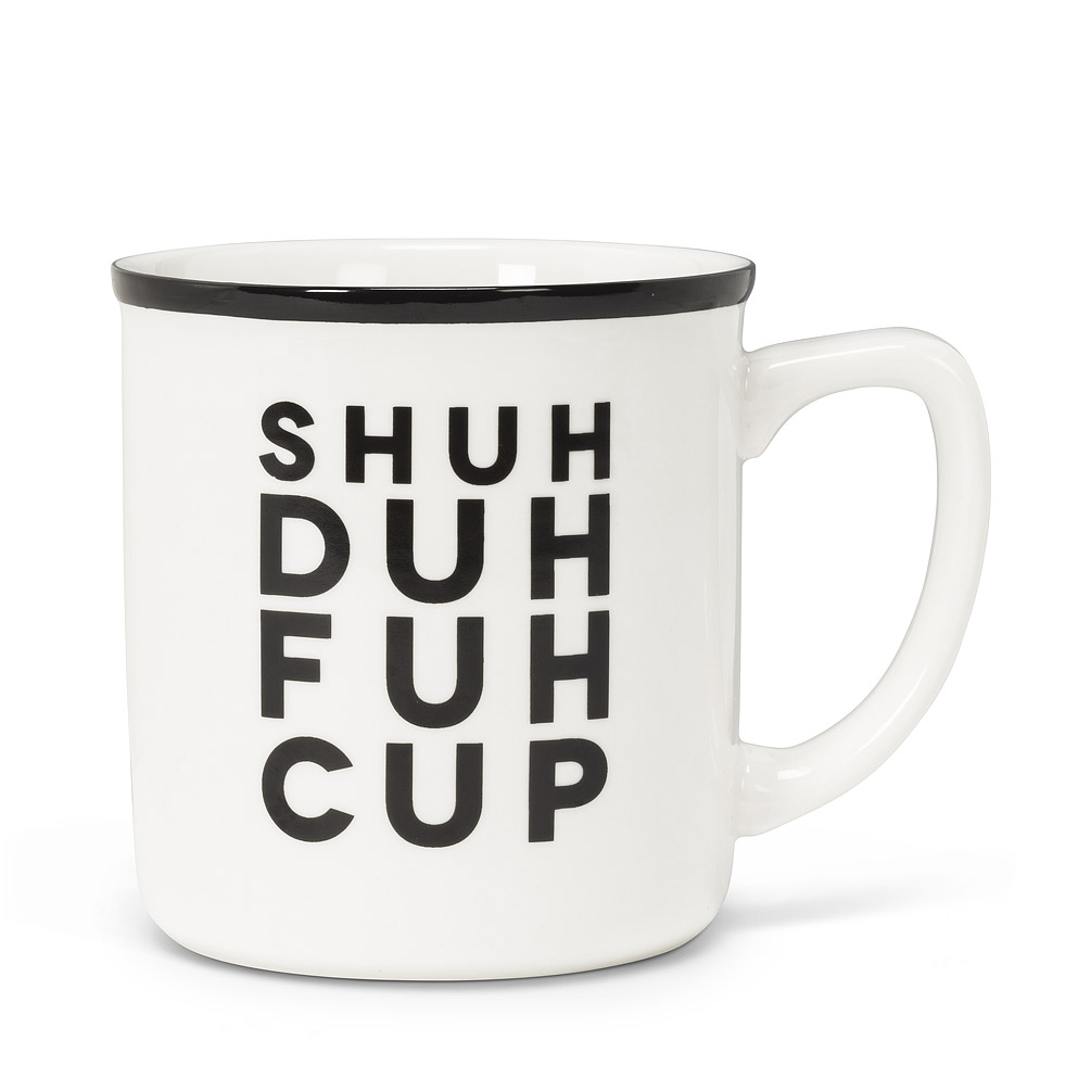 Picture of Abbott Collection AB-27-2021-101 4 in. Shuh Duh Fuh Cup Text Mug&#44; White & Black