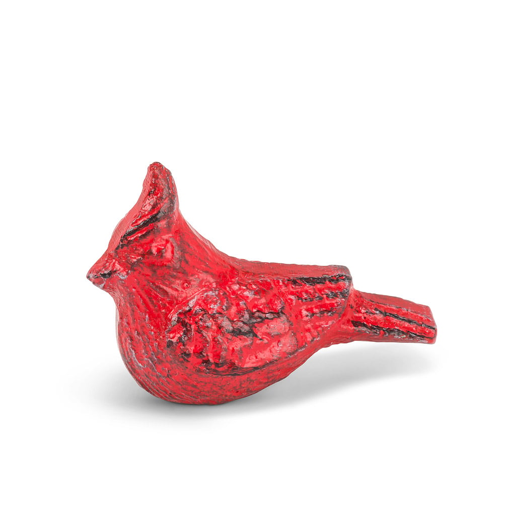 2 in. Cast Iron Mini Cardinal Statue, Antique Red