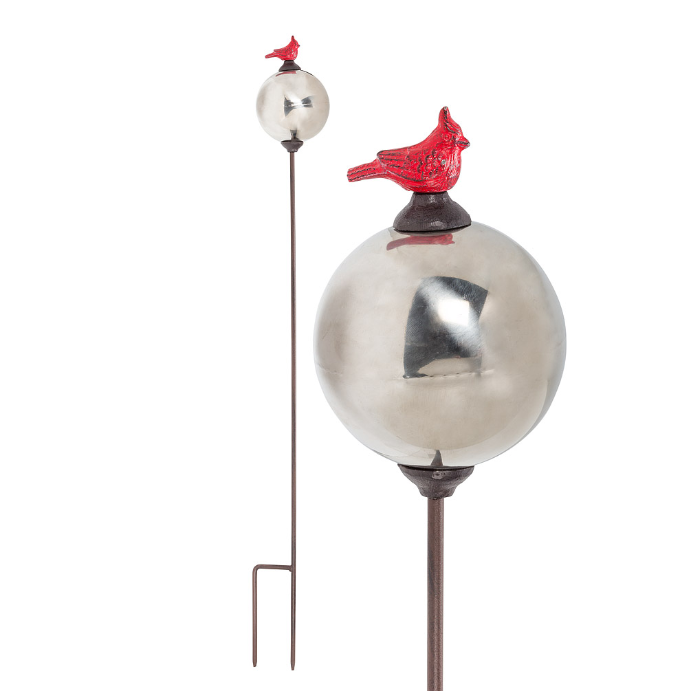 Picture of Abbott Collection AB-27-IRONAGE-507-RED 36 in. Cardinal & Globe Garden Stake&#44; Antique Red