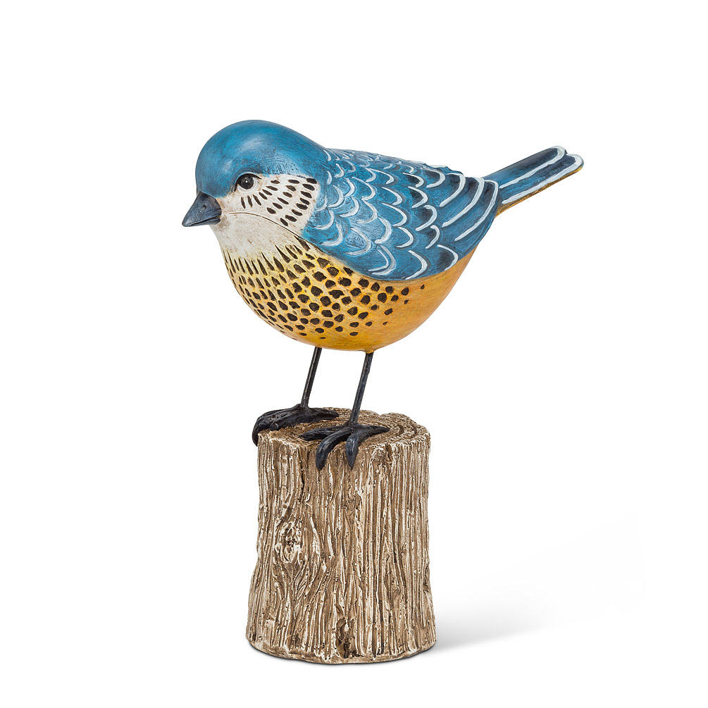 Picture of Abbott Collection AB-27-BIRDSONG-050-BLU 8.25 in. Bird on Tall Log, Blue