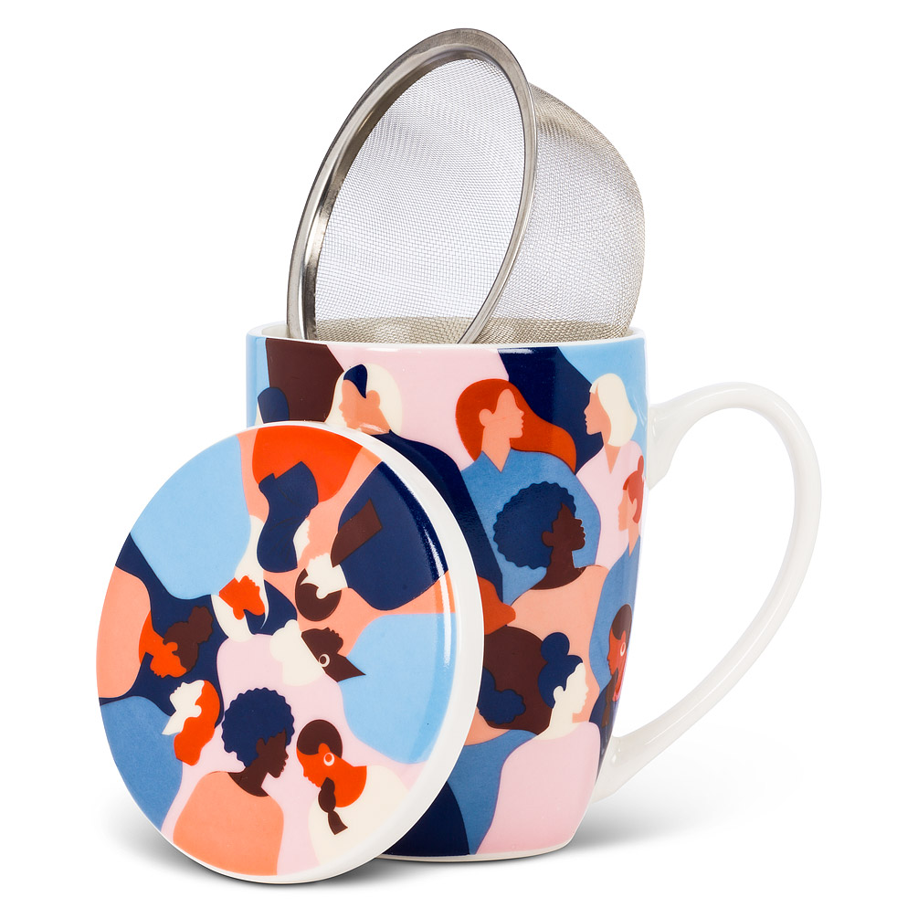 Picture of Abbott Collection AB-27-DIVERSITY-CVT 4.5 in. Colourful Covered Mug & Strainer&#44; Blue & Pink