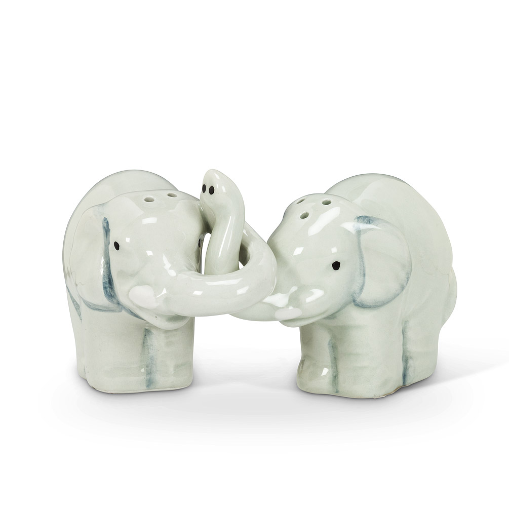 Picture of Abbott Collection AB-27-HUG-ELEPHANT 3.5 in. Hugging Elephants Salt & Pepper&#44; Grey