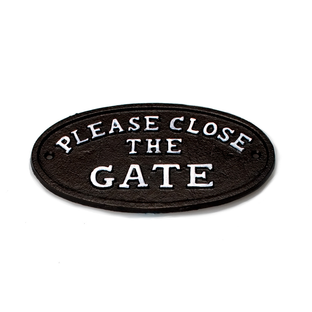 Picture of Abbott Collection AB-27-IRONAGE-37 7 in. Oval Close the Gate Sign&#44; Black