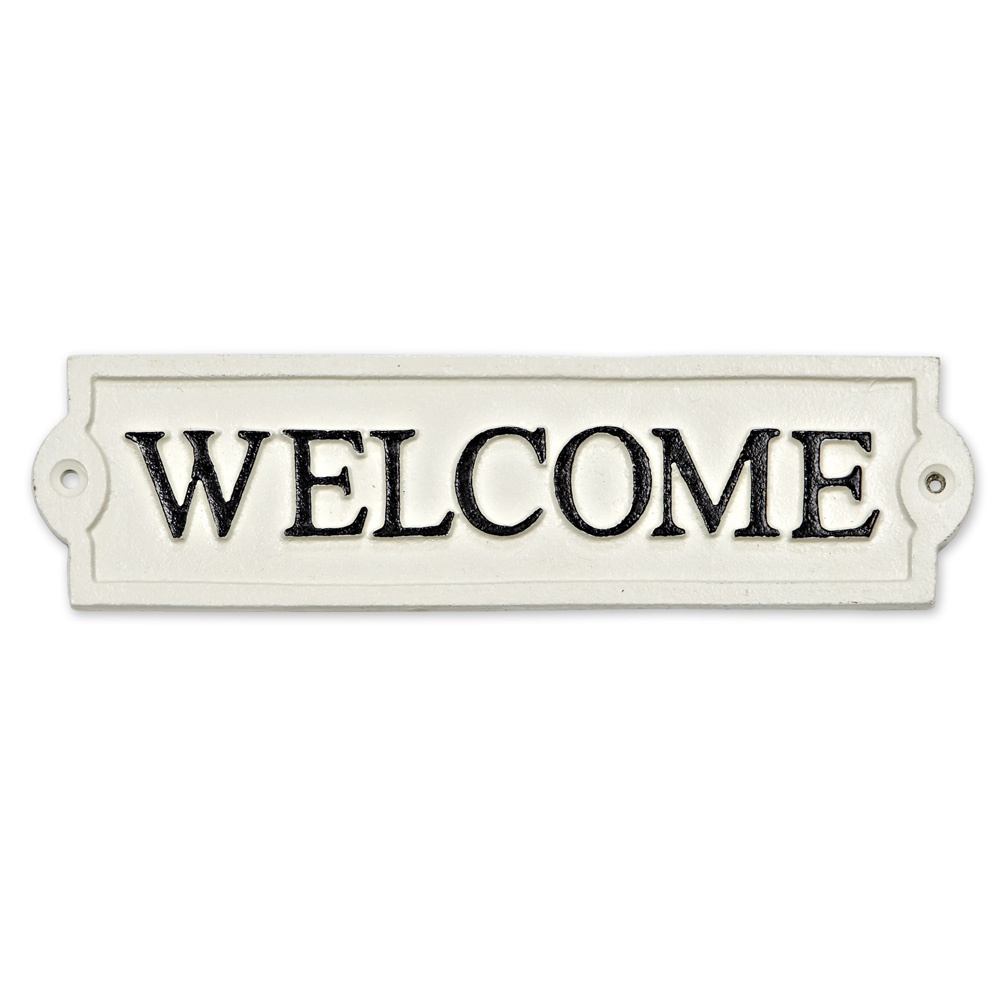 Picture of Abbott Collection AB-27-FORGE-155 9 in. Cast Iron Welcome Sign&#44; Antique White