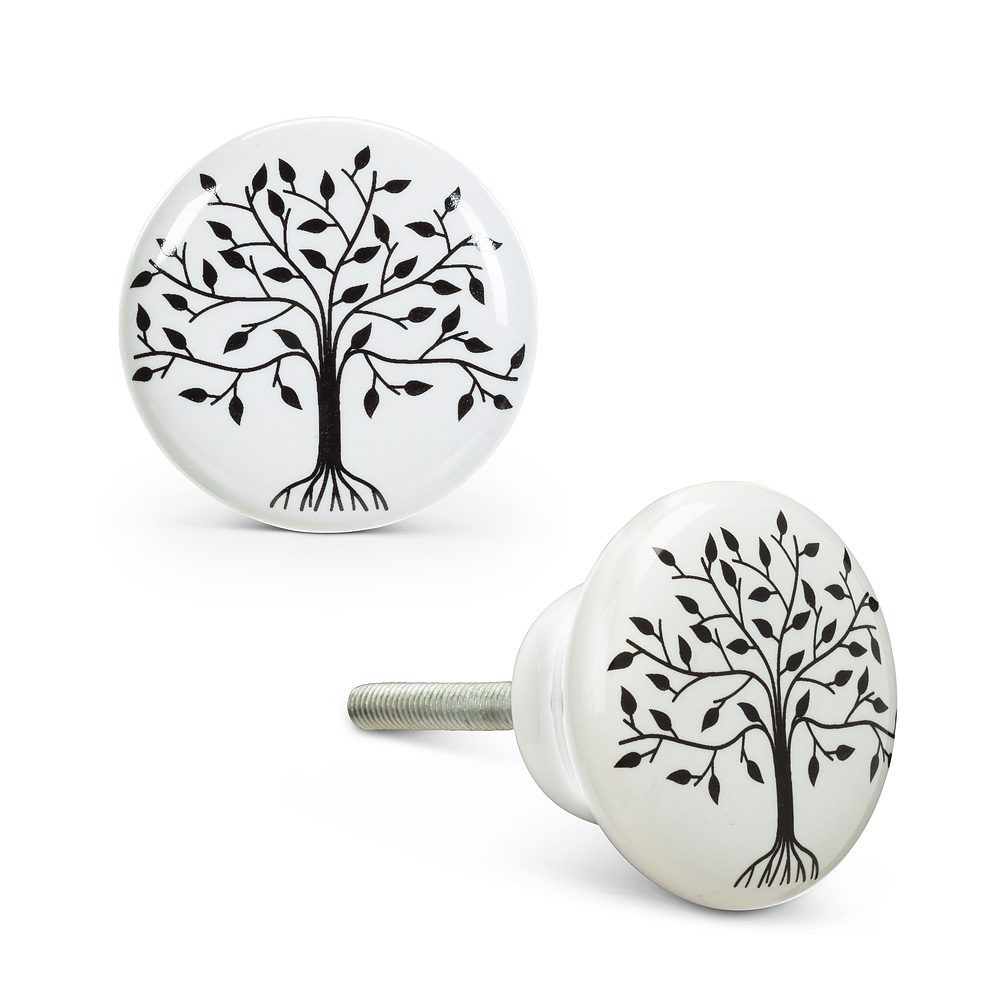 Picture of Abbott Collection AB-27-HOME-16 1.5 in. Tree of Life Knob&#44; White & Black